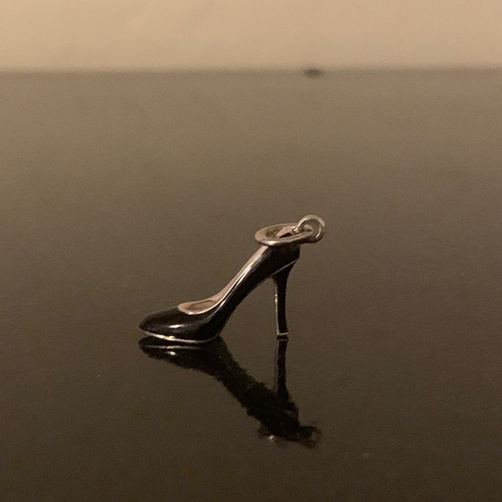 Tiffany&Co high heel charm, black w/blue bottom.